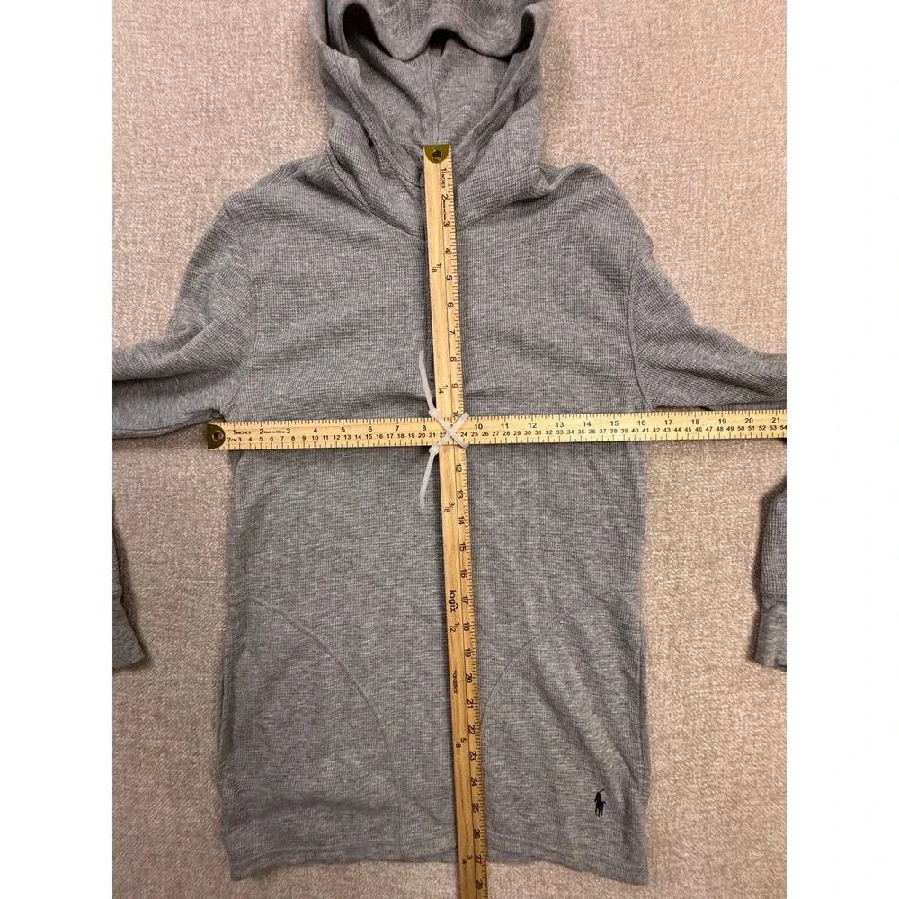 Polo Ralph Lauren Mens Gray Waffle Knit Quarter Zip Loungewear Hoodie Small